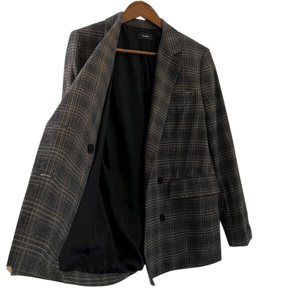 Theory Piazza Wool Blend Double Breasted Plaid Blazer/Jacket Size 6 - Picture 10 of 16